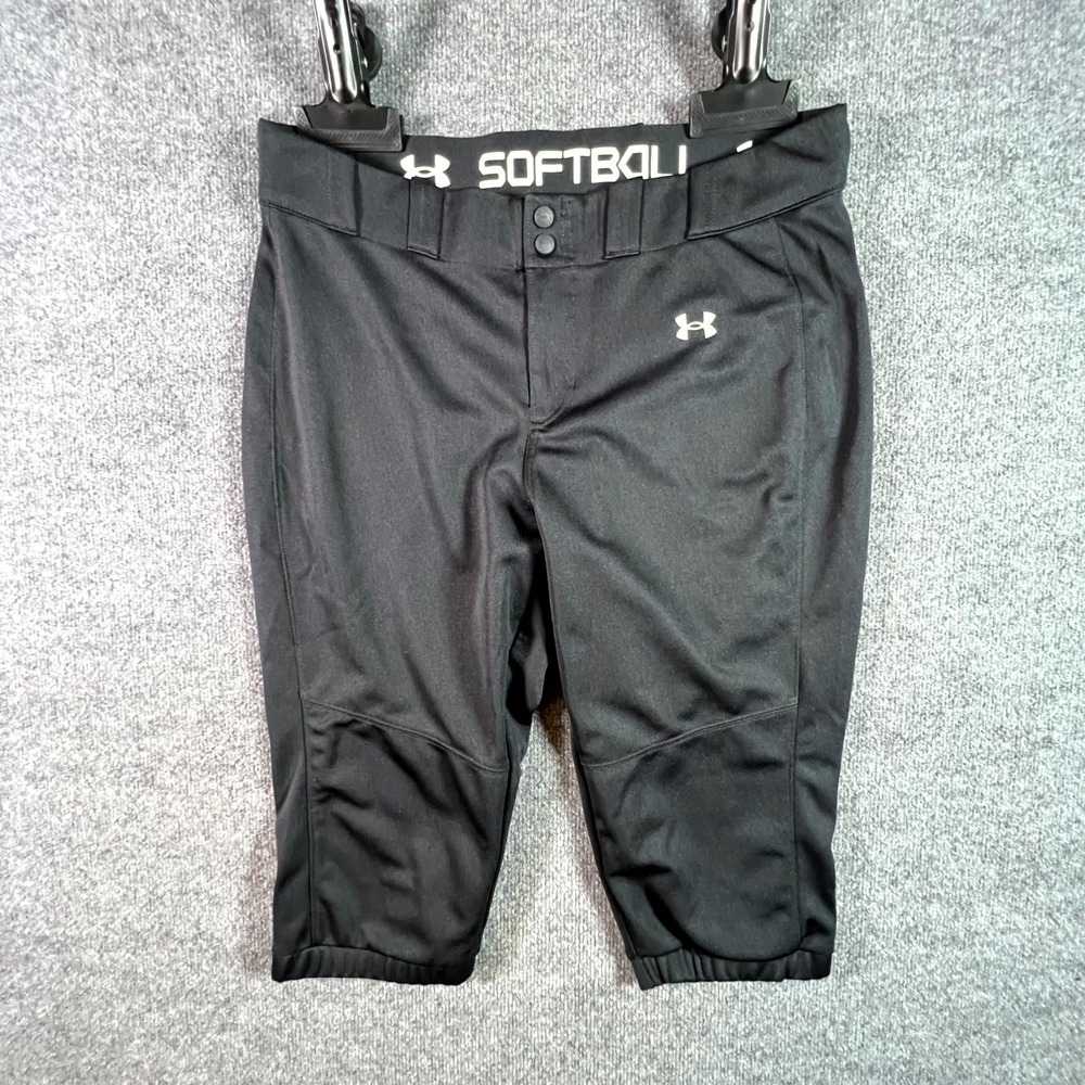 Under Armour Utility Softball Pants Womens XL Black Performance Crop 1311522